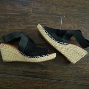 Gentle Souls Black ‘Colleen’ Espadrille Wedge Sandals